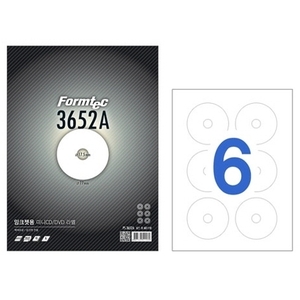 12410) 미니CD/DVD라벨 PS3652A (6CD/10매/잉크젯용)